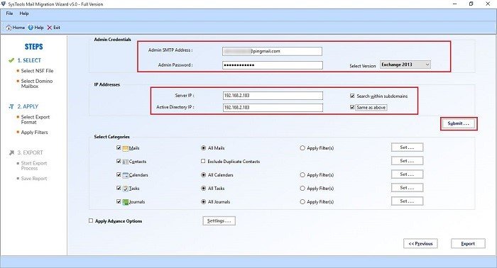 Admin Credentials and IP Address