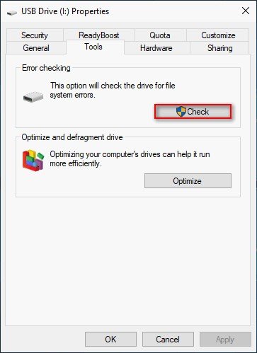 Check USB Stick for Errors