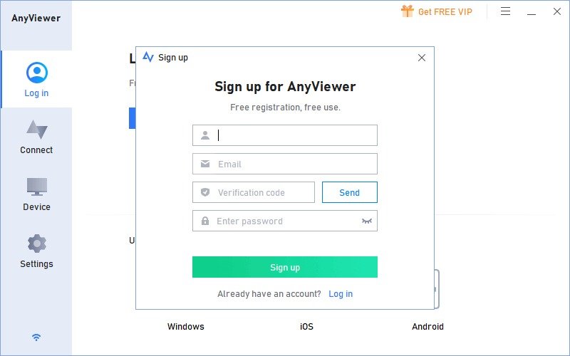 create an Anyviewer account