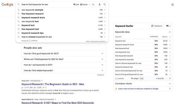 Keyword Surfer SEO Tool