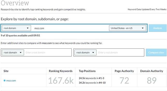 Moz Keyword Explorer