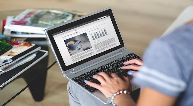 Woman working on a laptop